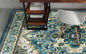 7' Teal Blue Machine Woven Floral Medallion Indoor Runner Rug