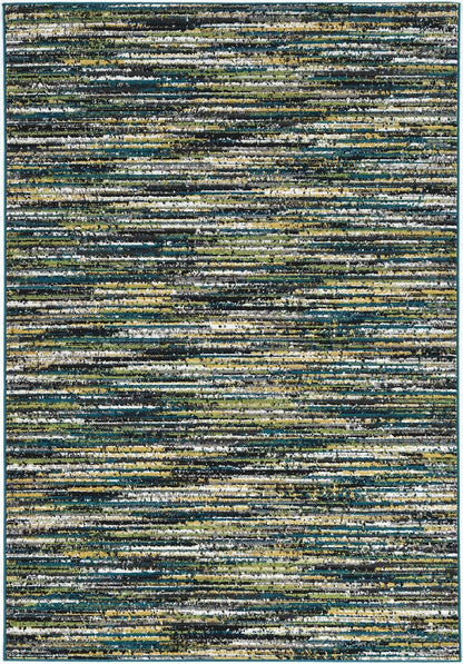 7' Grey Teal Machine Woven Solid Striation Indoor Runner Rug