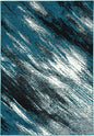 7' Grey Blue Machine Woven Abstract Brushstroke Indoor Runner Rug