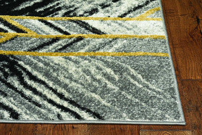 5'X8' Grey Machine Woven Geometrical Indoor Area Rug
