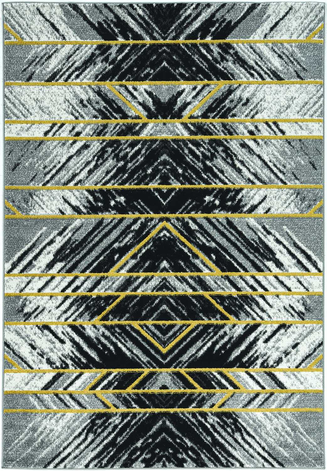 5'X8' Grey Machine Woven Geometrical Indoor Area Rug