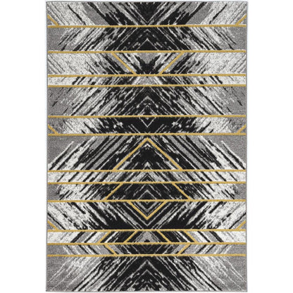 5'X8' Grey Machine Woven Geometrical Indoor Area Rug