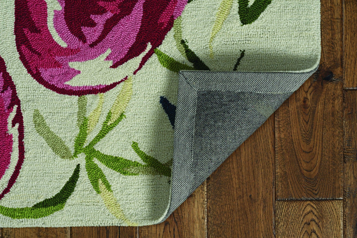 7' Ivory Pink Hand Hooked Flamingo Indoor Runner Rug