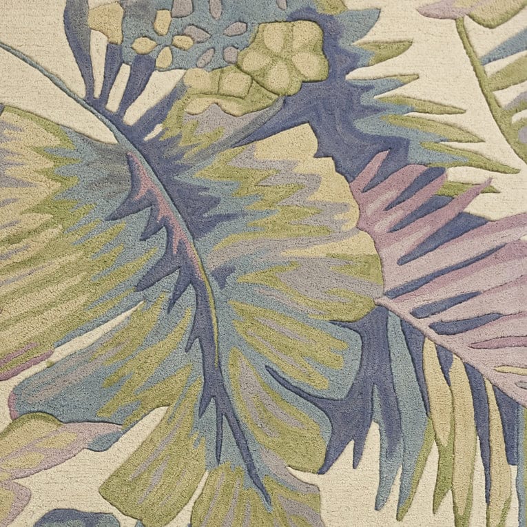 2' X 10' Pastel Tropical Leaves Wool Indoor Runner Rug