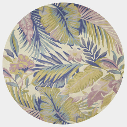 2' X 10' Pastel Tropical Leaves Wool Indoor Runner Rug