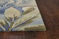 3' X 5' Blue Tropical Leaves Wool Indoor Area Rug