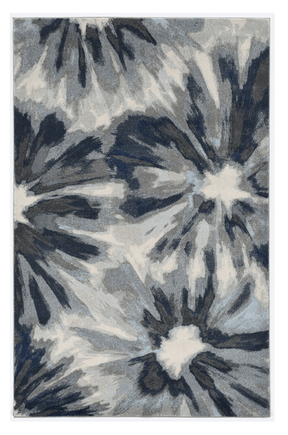 3'X5' Ivory Blue Machine Woven Oversized Floral Indoor Area Rug
