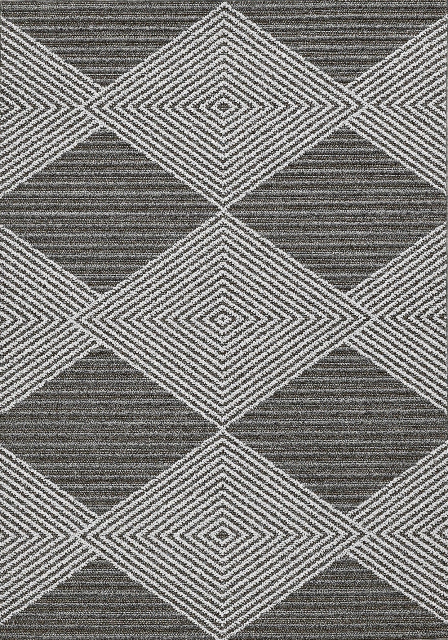 4' X 6' Grey Or Ivory Geometric Diamond Area Rug