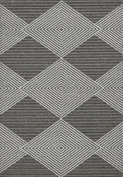 4' X 6' Grey Or Ivory Geometric Diamond Area Rug
