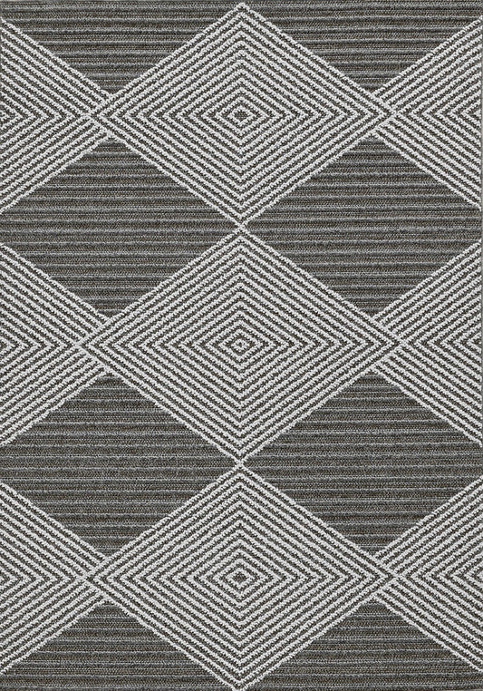 4' X 6' Grey Or Ivory Geometric Diamond Area Rug