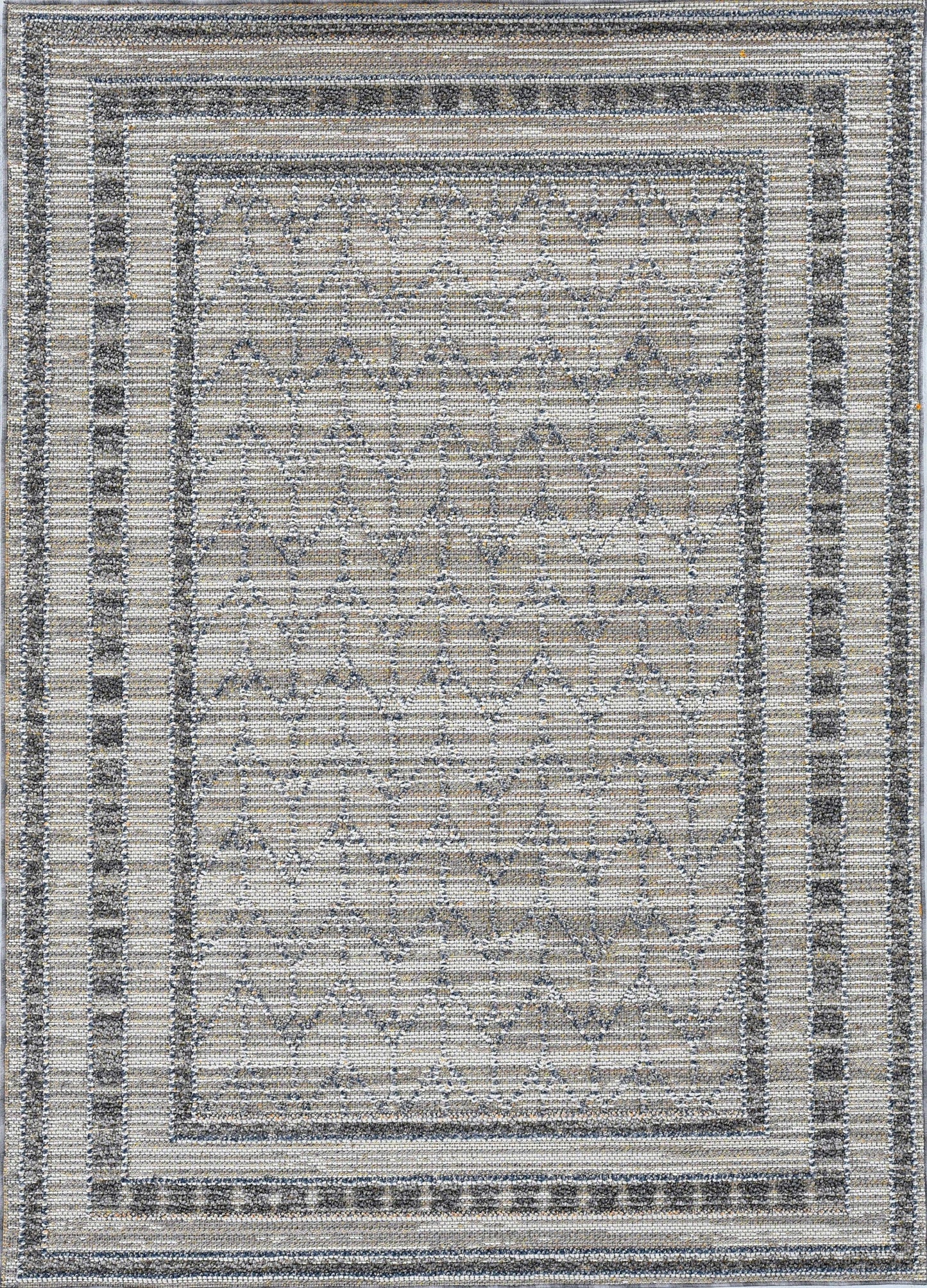 2' X 8' Grey Bordered Runner Rug