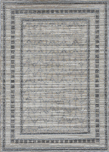 2' X 8' Grey Bordered Runner Rug