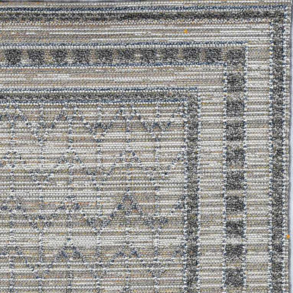 2' X 8' Grey Bordered Runner Rug
