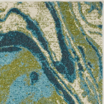 3' X 5' Teal Abstract Waves Area Rug
