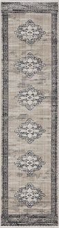 4'X6' Sand Charcoal Machine Woven Distressed Vintage Traditional Indoor Area Rug