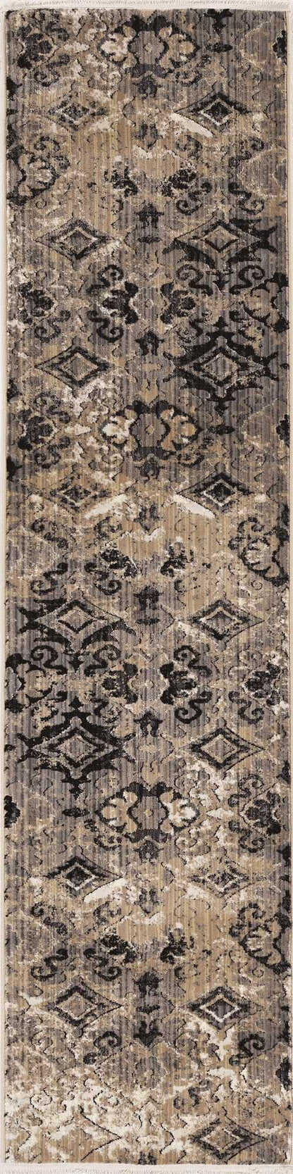 2' X 8' Ivory Or Beige Antique Pattern Runner Rug