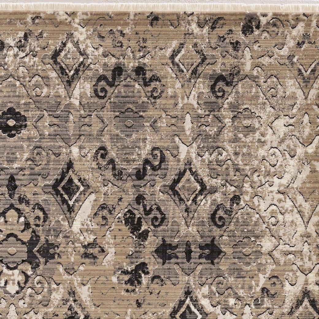 2' X 8' Ivory Or Beige Antique Pattern Runner Rug