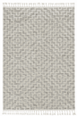 12'X15' Ivory Grey Machine Woven Diamond Pattern With Fringe Indoor Area Rug