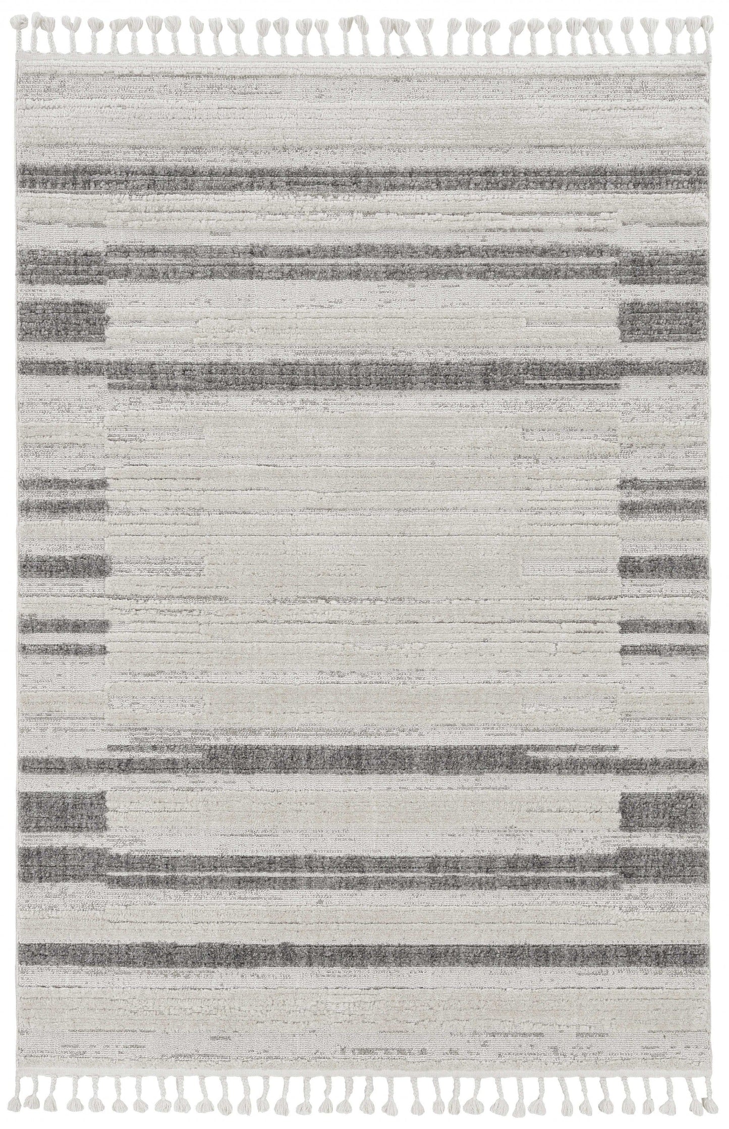 144 X 180 Ivory  Grey Polyester Rug
