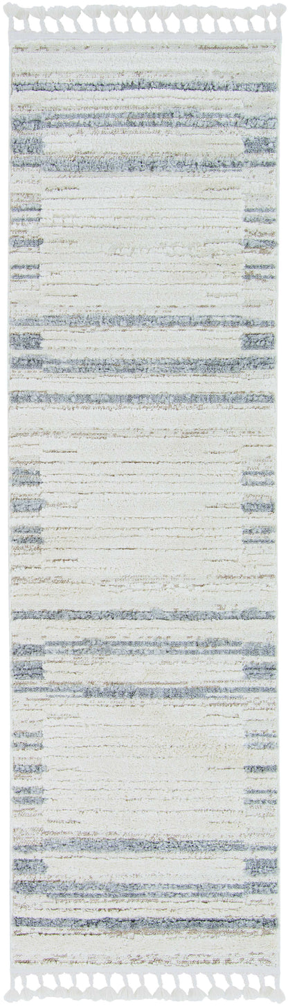 144 X 180 Ivory  Grey Polyester Rug