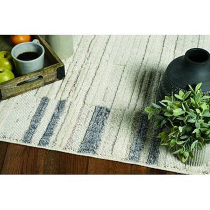 144 X 180 Ivory  Grey Polyester Rug