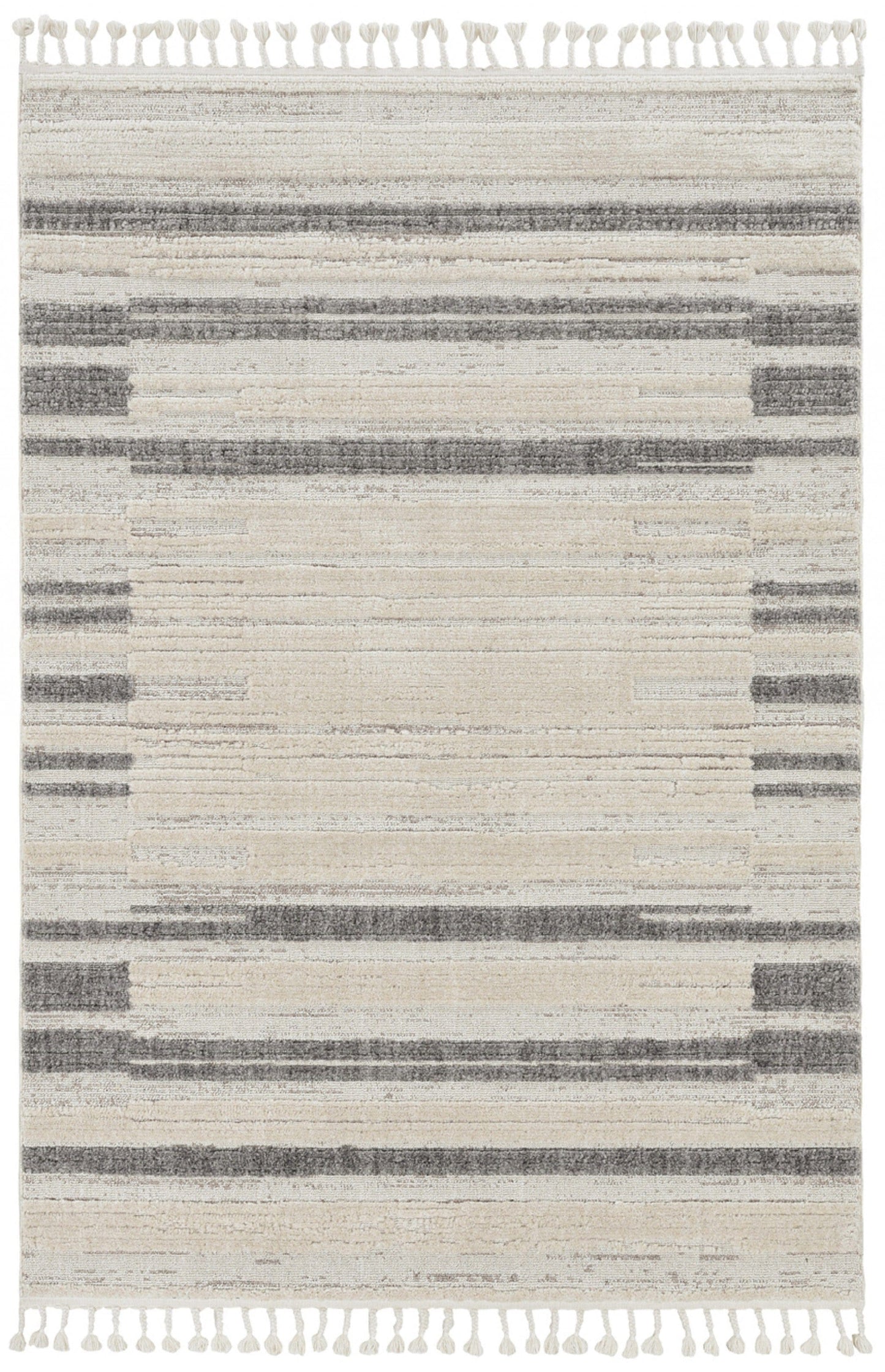 144 X 180 Ivory  Grey Polyester Rug
