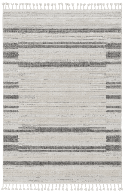 144 X 180 Ivory  Grey Polyester Rug