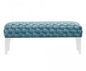 Rectangular Modern Light Teal Textured Velvet Bench With Acrylic Legs