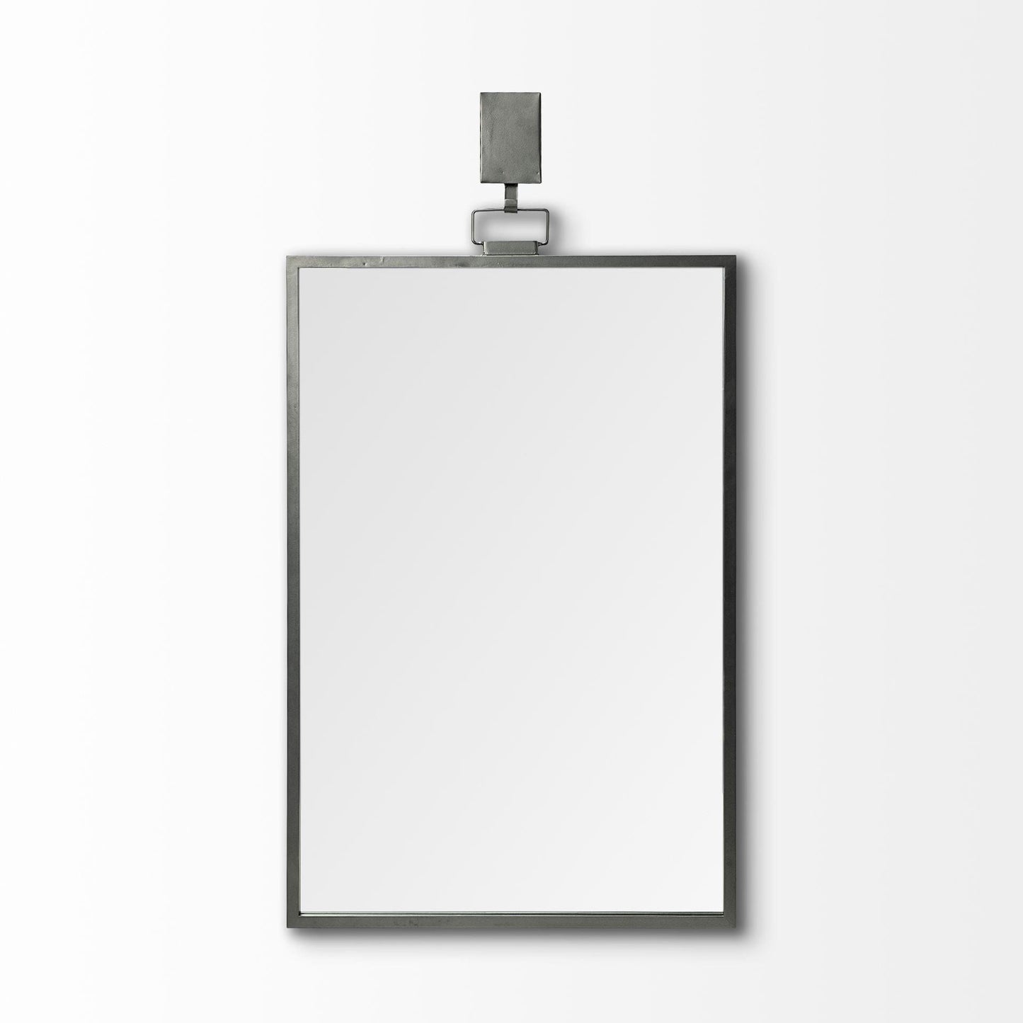 Black Gray Metal Vertical Frame Wall Mirror