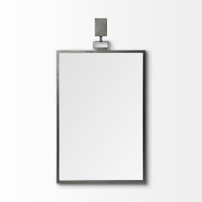 Black Gray Metal Vertical Frame Wall Mirror