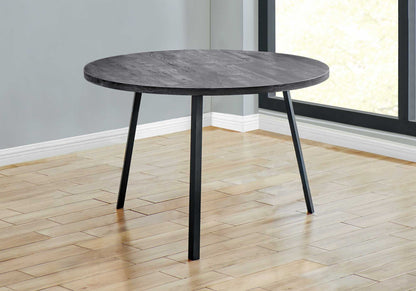 48" Round Dining Room Table With Black Reclaimed Wood And Black Metal