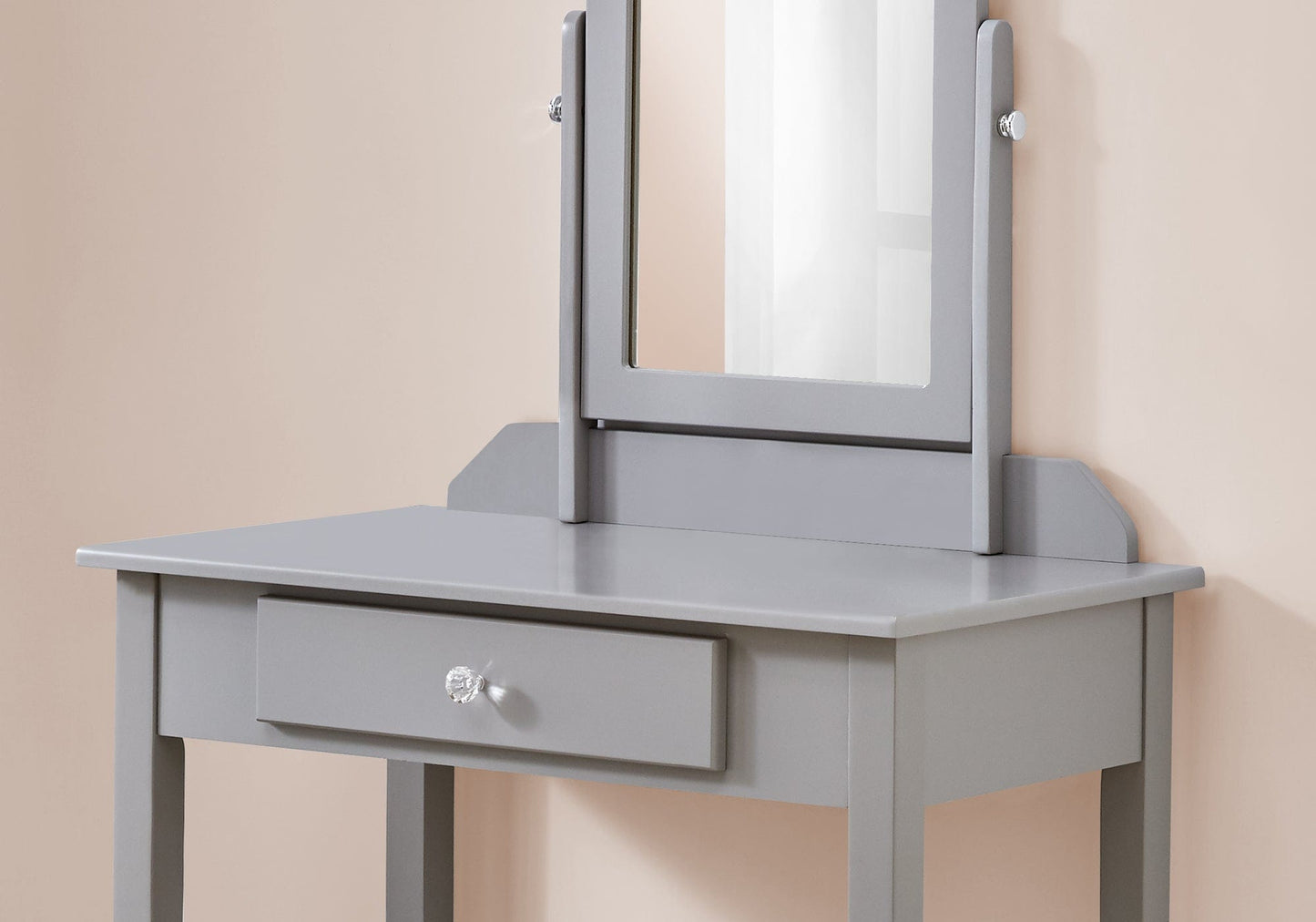 Grey Vanity Mirror And Storage Drawer