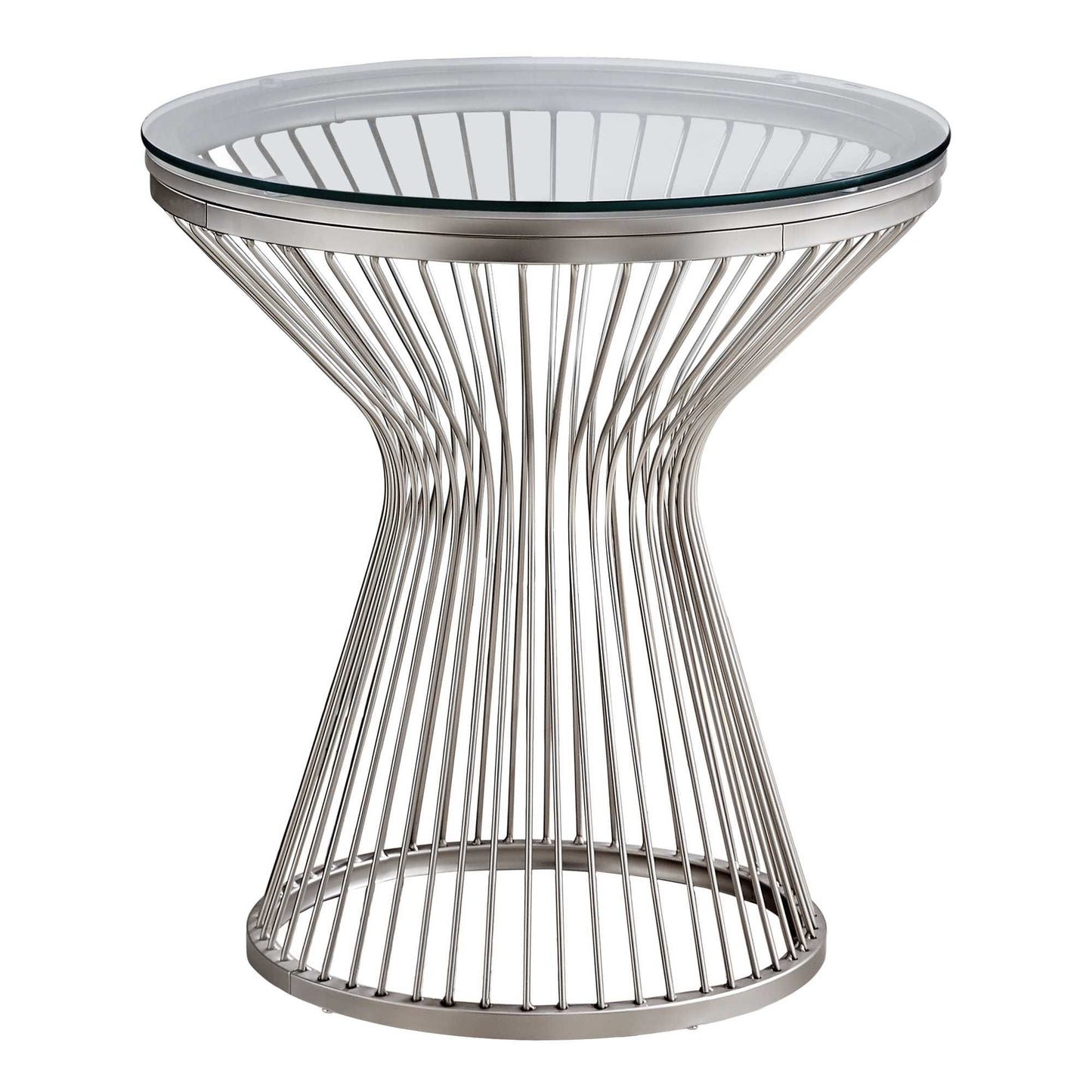 Stainless Steel With Tempered Glass Accent Table