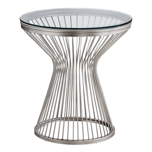 Stainless Steel With Tempered Glass Accent Table
