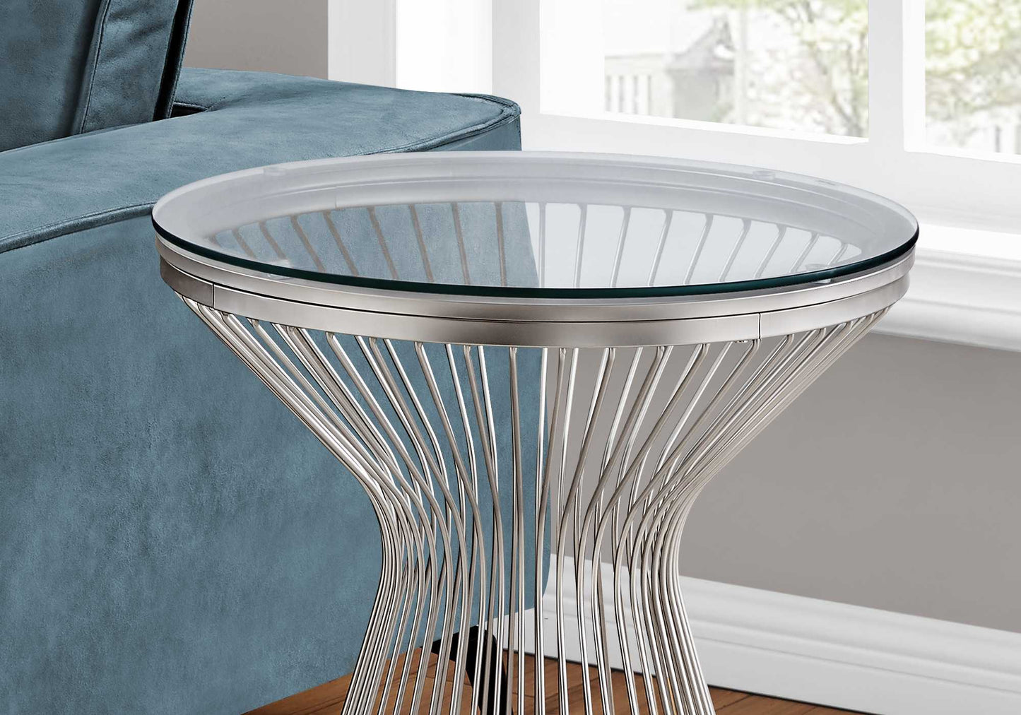Stainless Steel With Tempered Glass Accent Table