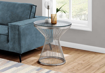 Stainless Steel With Tempered Glass Accent Table