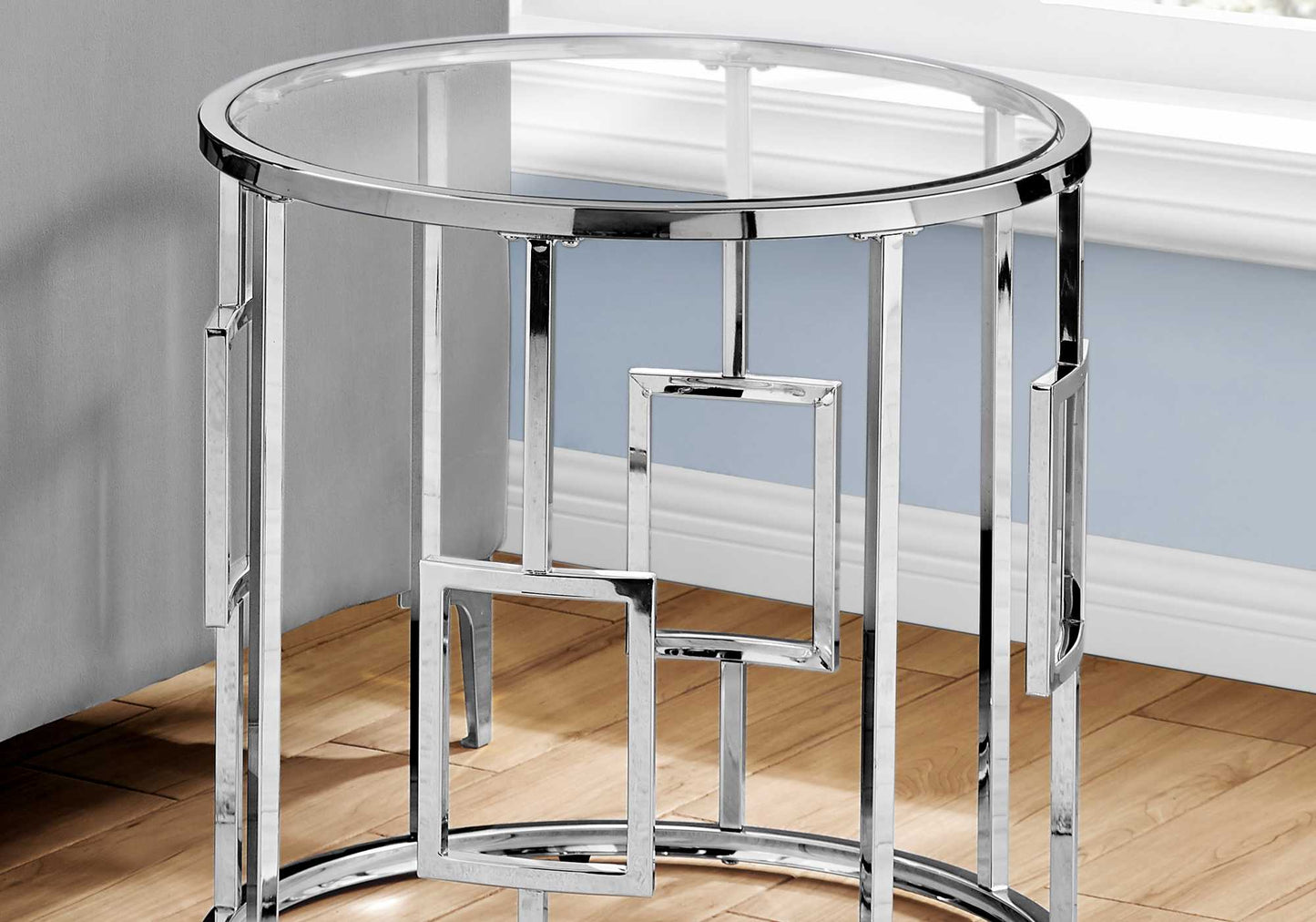 Chrome Metal With Tempered Glass Accent Table