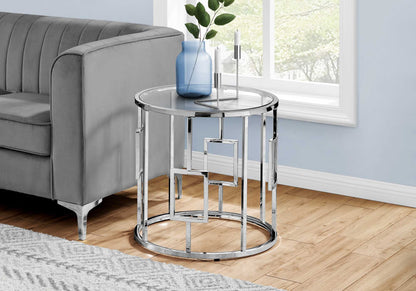 Chrome Metal With Tempered Glass Accent Table