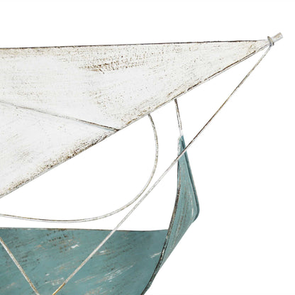 Sailboat Metal Centerpiece  In Distressed Finish