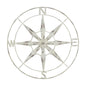 Nautical Compass Metal Wall Decor With Distressed White Finish