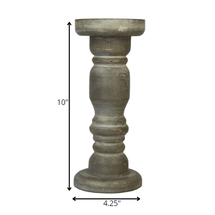 Rustic Gray Wash Wooden Candle Holder