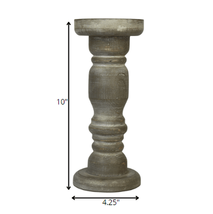 Rustic Gray Wash Wooden Candle Holder