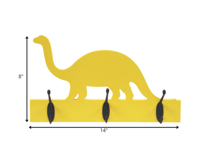 Yellow Dinosaur Hanging Hooks Wall Decor