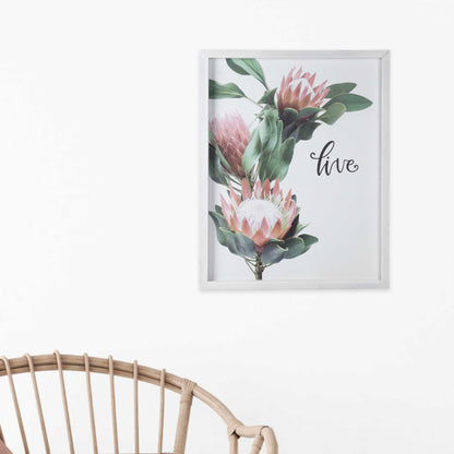 Pink Printed Flowers With Distressed White Frame