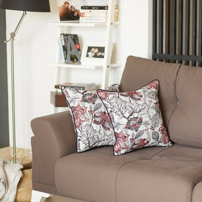 Set Of 2 17" Jacquard Weaver Throw Pillow Cover In Red