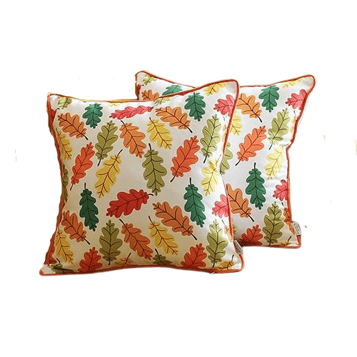 Set Of 2 18"  Autumn Leaves Throw Pillow Cover In Multicolor