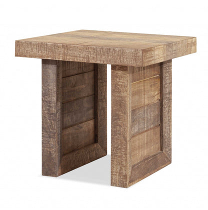 Solid Wood Butcher Block Style End Or Side Table