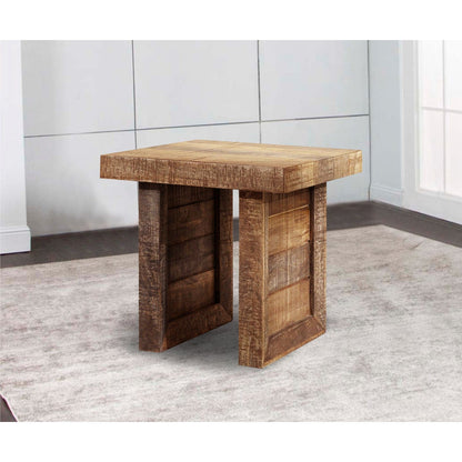 Solid Wood Butcher Block Style End Or Side Table