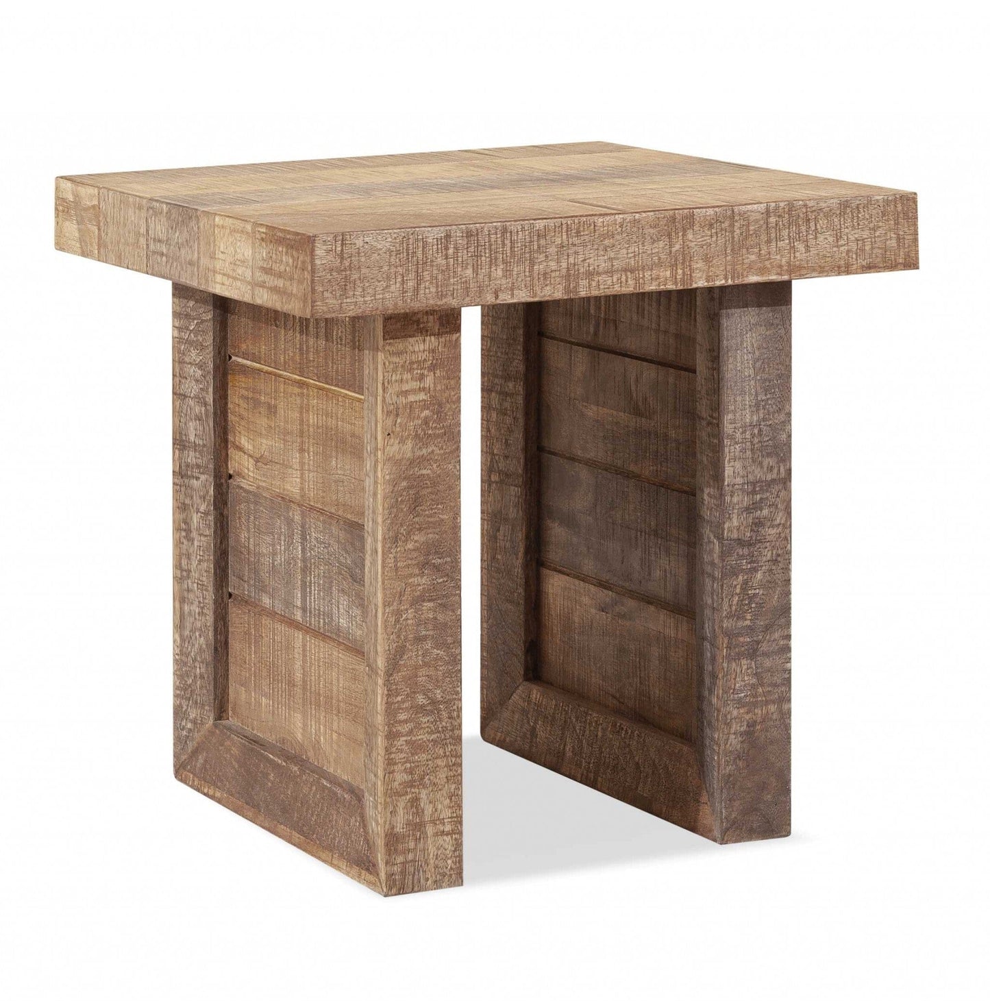 Solid Wood Butcher Block Style End Or Side Table