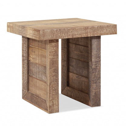 Solid Wood Butcher Block Style End Or Side Table